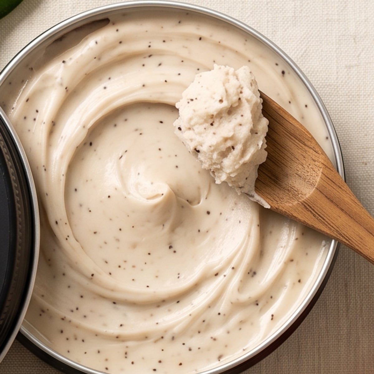Kremasta tekstura Moins Anti-Cellulite Body Butter sa zrncima kafe