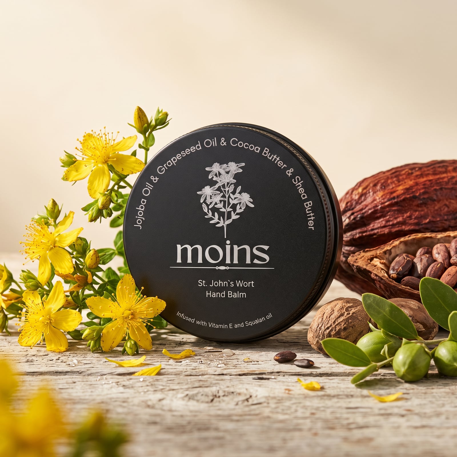 Moins St. John's Wort Hand Balm sa cvetovima kantariona, kakaom i jojobom